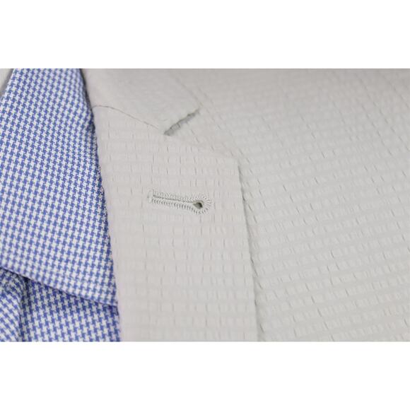 ASOS Light Putty Gray Seersucker Patch Pocket Slim Fit Blazer Jacket 38S - Picture 5 of 8